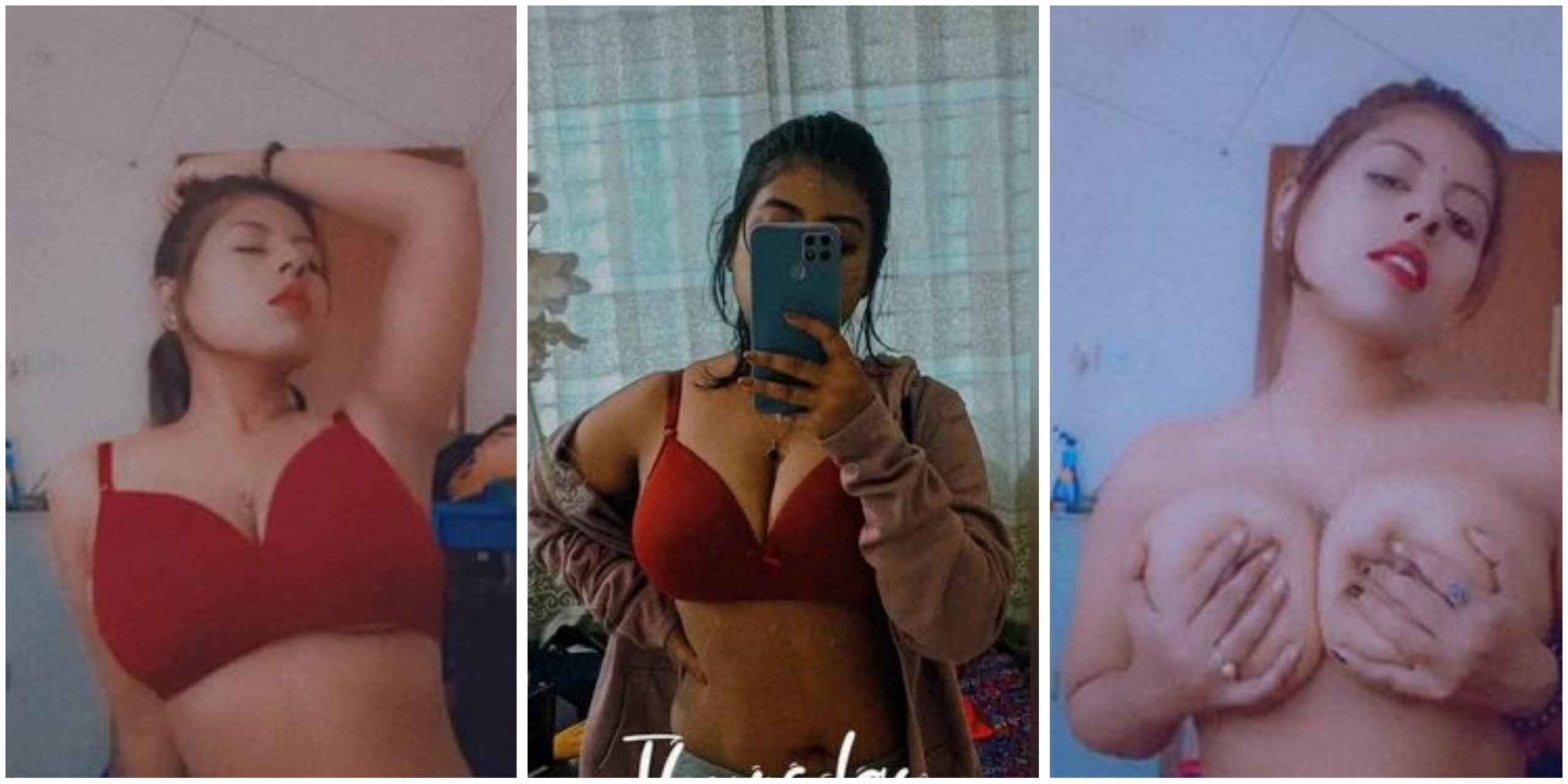 Cute girlfriend flashing her boobs